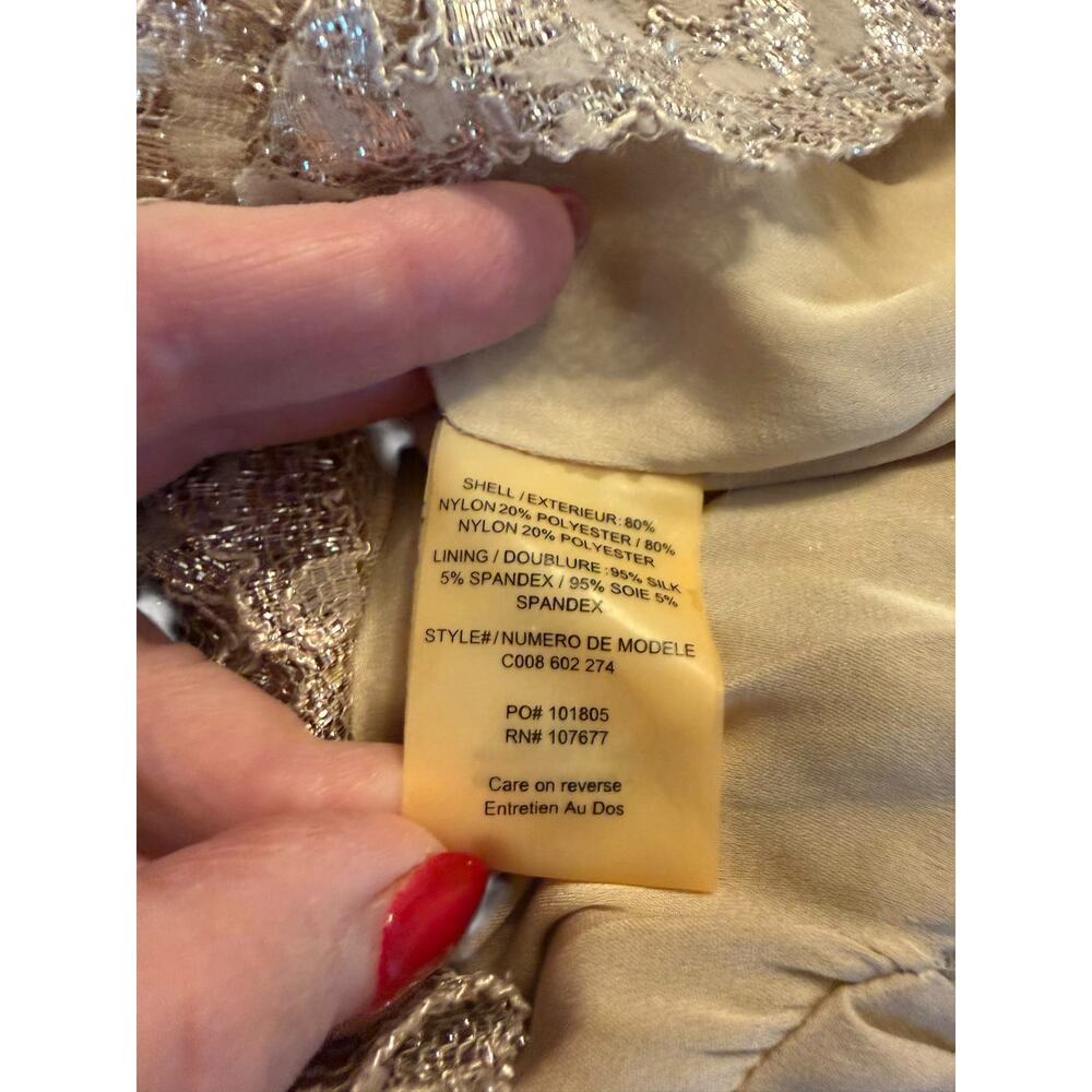 NWT Alice + Olivia Champagne Lace Cocktail Dress - Size 6 - Picture 12 of 16